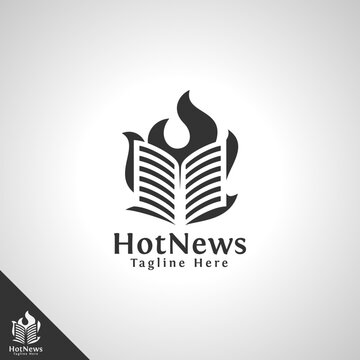 Hot News Logo with Burning Newspaper Concept