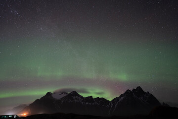 aurora borealis over the mountains