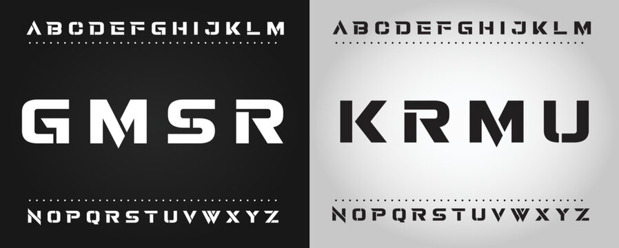 GMSR  Sports minimal tech font letter set. Luxury vector typeface for company. Modern gaming fonts logo design.
