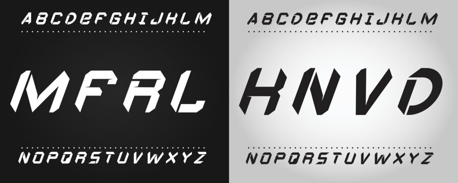 MFRL Sports minimal tech font letter set. Luxury vector typeface for company. Modern gaming fonts logo design.