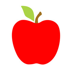 Red apple with leaf in flat style. Vector illustration isolated on white background