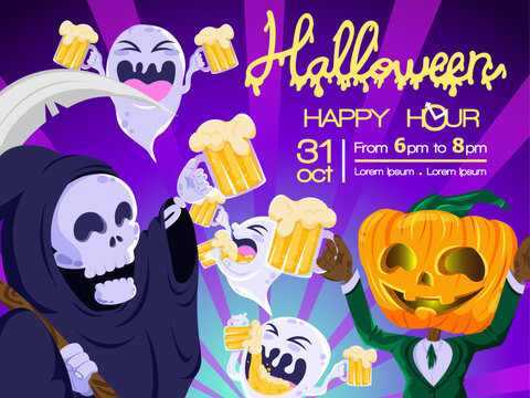 halloween party special happy hour beer party drink party invitation poster information poster