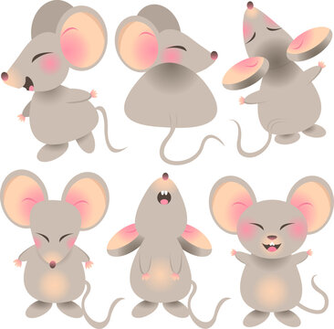 baby mouse cute baby mice character set rat rodent with many expression daily live