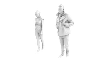 3D High Poly Humans - SET1 Monochromatic - Perspective View 2