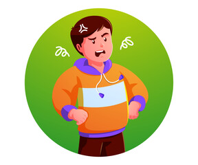 little boy with angry expression
