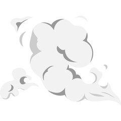 flying puffs of smoke in cartoon style