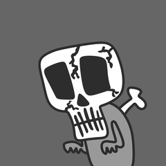 An illustration of a cute skull ghost. Skull head mascot. Skull ghost mascot