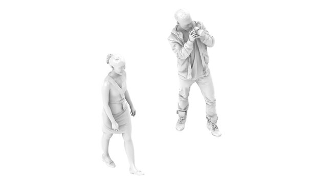 3D High Poly Humans - SET2 Monochromatic - Isometric View 4
