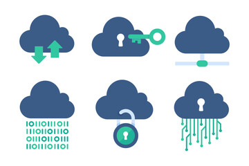 Cloud Computing. The padlock that locks the clouds. The concept of preventing data loss on the network.