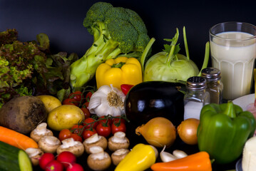 Vegetables on a white background. Fletley. Diet and proper nutrition
