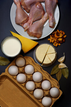 diet food on a white background, top view, flatley