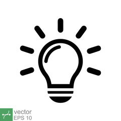 Light bulb icon. Simple outline style. Creative, analytical thinking processing, electrical lamp, idea solution concept. Thin line vector illustration isolated on white background. EPS 10.