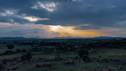 sunset in the sky - on mountains in India