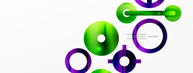 Minimal geometric abstract background. Circle, line and round shapes design. Trendy techno business template for wallpaper, banner, background or landing