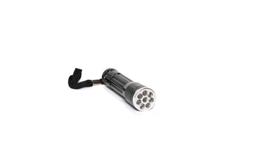 Photo of led flashlight, isolated on white background
