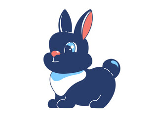 Cute cartoon rabbit, black bunny isolated on white background. Chinese New Year 2023 symbol, the year o rabbit. EPS10