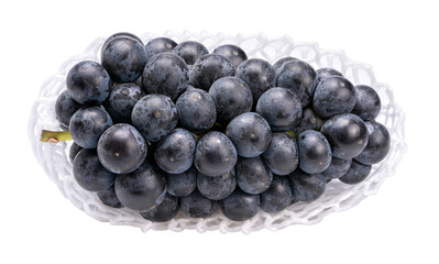 Purple grape on white  background, Kyoho Grape with leaves on white PNG file.