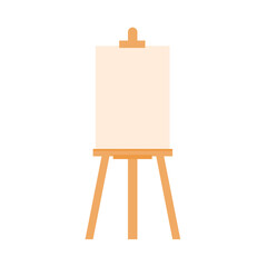 Wooden easel template of a colored table and white paper,Blank canvas on a painting easel,white drawing paper