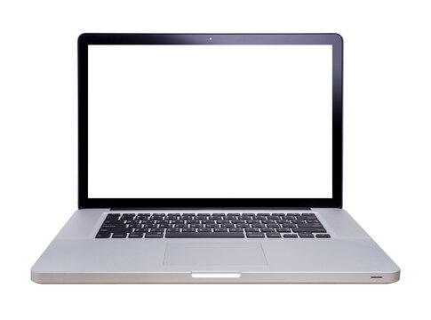 Notebook or laptop with empty space on white background, Laptop or notebook on white PNG file.