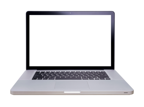 Notebook or laptop with empty space on white background, Laptop or notebook on white PNG file.