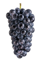 Purple grape on white  background, Kyoho Grape with leaves on white PNG file.