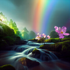 rainbow in the forest