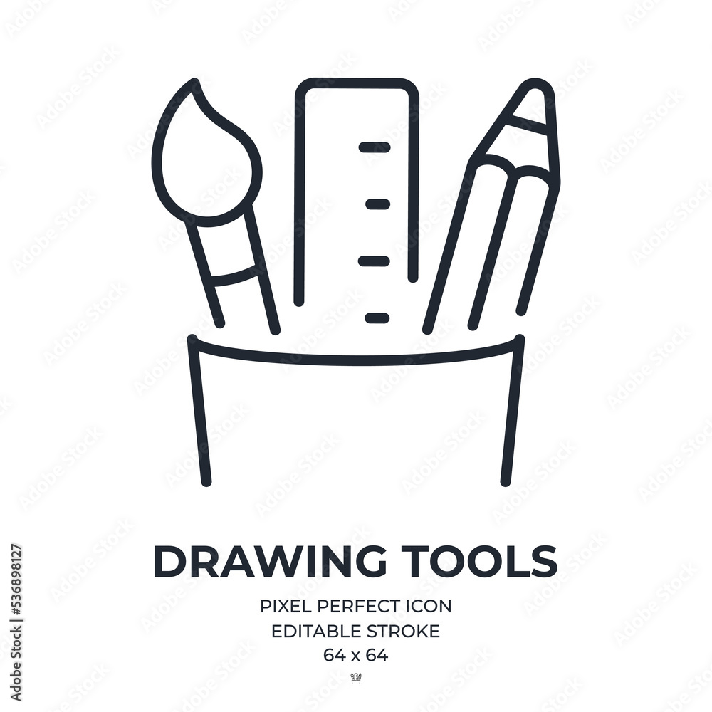 Canvas Prints drawing tools editable stroke outline icon isolated on white background flat vector illustration. pi