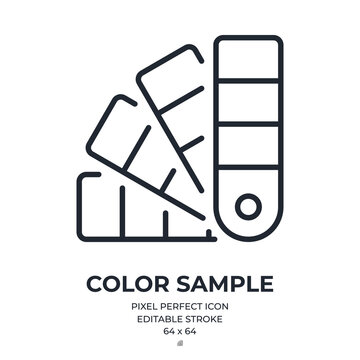 Color sample editable stroke outline icon isolated on white background flat vector illustration. Pixel perfect. 64 x 64.
