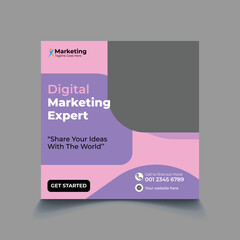 Digital marketing social media and instagram, facebook post template.