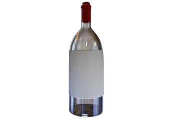 Empty translucent glass bottle of wine whit blank label 