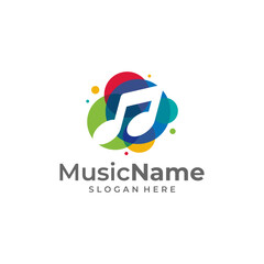 Obraz premium Music Color Logo Vector Icon Illustration. Colorful Music logo design template
