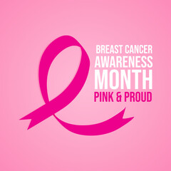 Pink ribbon to World Breast Cancer Awareness month. Bright Brest Cancer medical banner. Vector illustration.