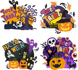  illustrations for Halloween design banner poster background two