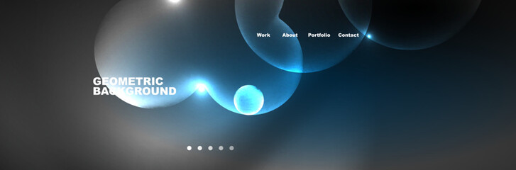 Neon glowing bubbles, circles magic energy space light concept, abstract background wallpaper design