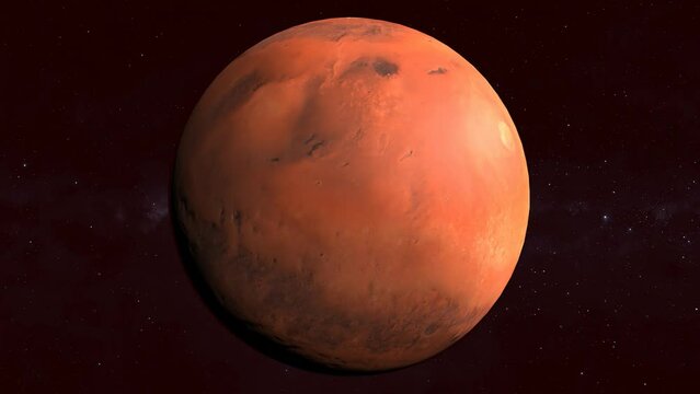 Video render of the rotating planet mars in 4k Ultra HD
