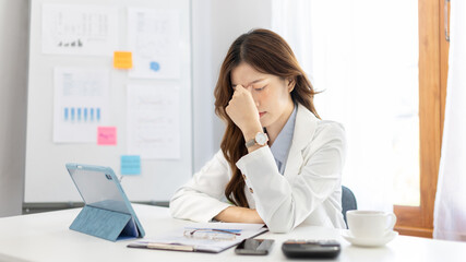 Female worker was disappointed by the mistake she had made, Despair or disappointment, Sad feeling,...