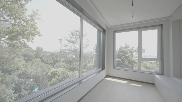 interior of empty corridor of luxury villa