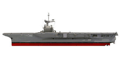 Aircraft Carrier Military Vessel 3D rendering on white background © 3D Horse