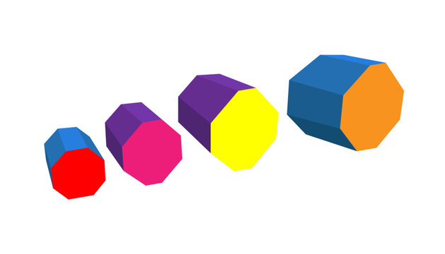 Gymnastics octagonal tumblers set vector illustration.