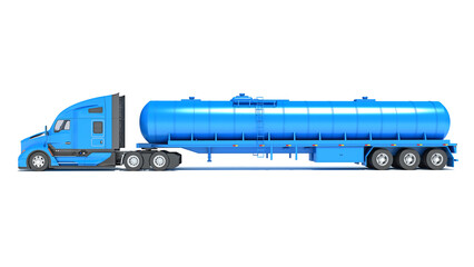 Truck with Tank Trailer 3D rendering on white background