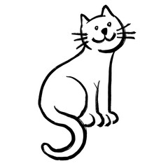 Cute cat hand drawn illustration in brush stroke design