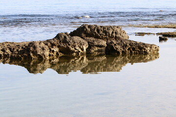 Coast of the Mediterranean Sea in the north of the State of Israel.