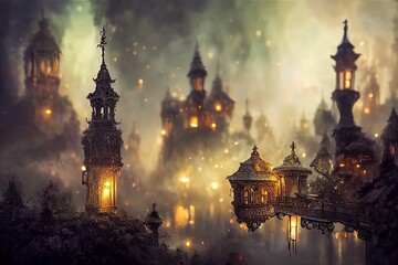 Fototapeta na wymiar Magical kingdom at night