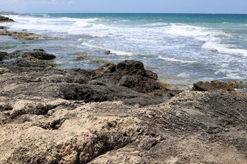 Coast of the Mediterranean Sea in the north of the State of Israel.