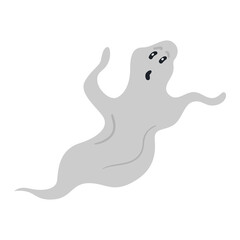 Scary Halloween flying ghost vector illustration isolted on white.