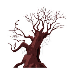 Halloween spooky tree with no leaves vector illustration isolated on white.