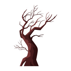Halloween spooky tree with no leaves vector illustration isolated on white.