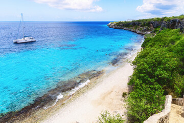 The view from the top of 1000 Steps dive site on Bonaire