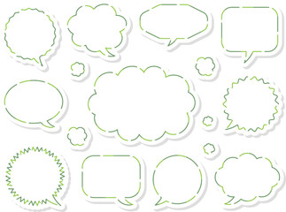 破線の吹き出し11種セット　グリーン