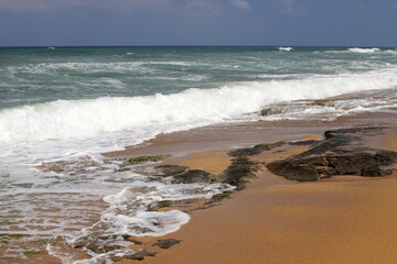 Coast of the Mediterranean Sea in the north of the State of Israel.